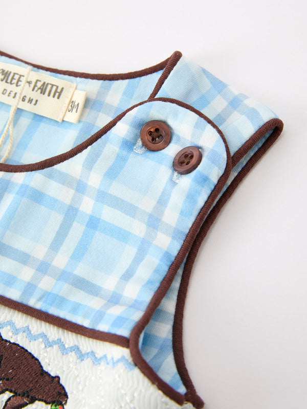 Bear Smocked Plaid Baby Jonjon