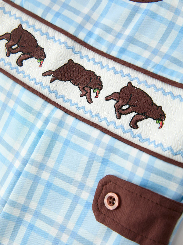 Bear Smocked Plaid Baby Jonjon