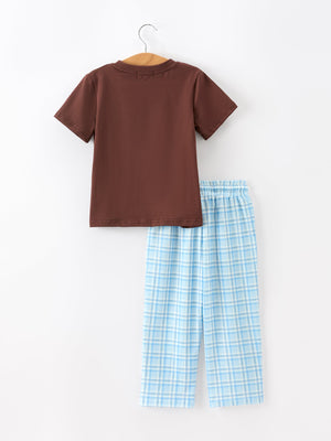 Bear Smocked Boy Pant Set