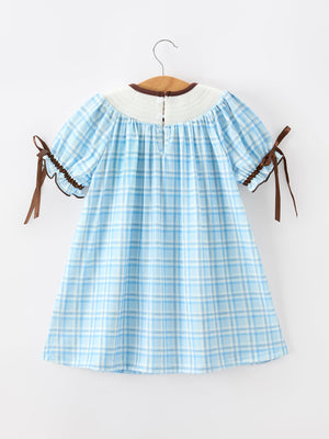 Bear Smocked Plaid Girl Dress