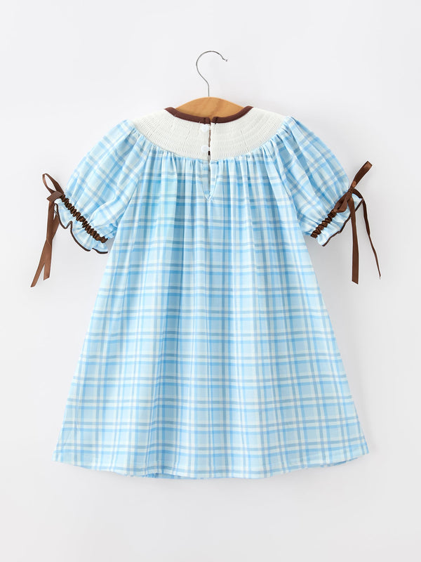 Bear Smocked Plaid Girl Dress