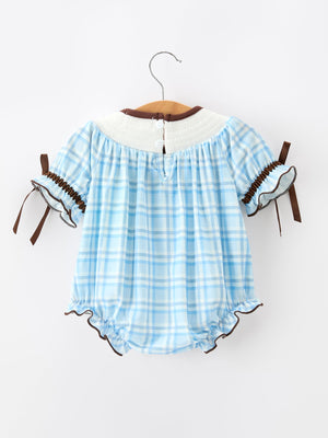 Bear Smocked Plaid Baby Bubble