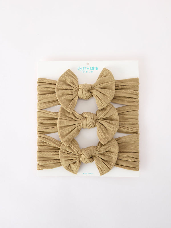 Baby Girl Bow Headband Same Color 3 Piece Set