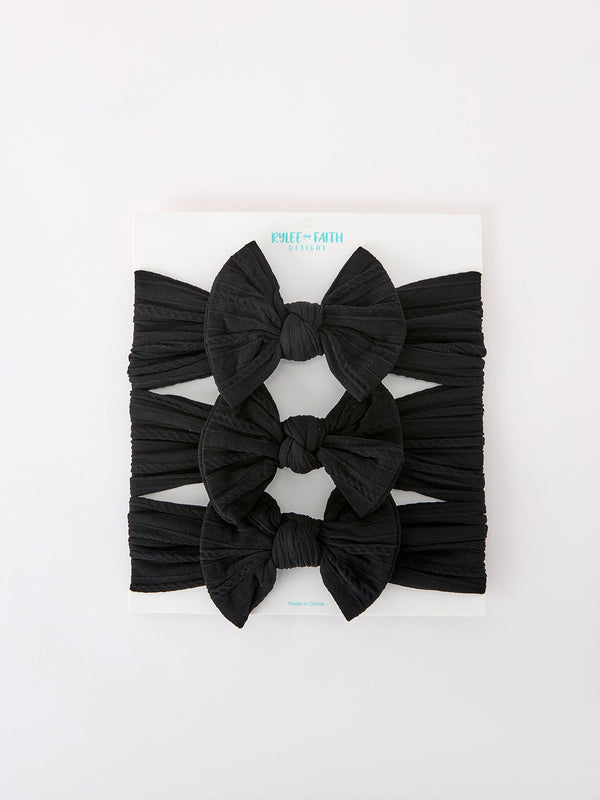 Baby Girl Bow Headband Same Color 3 Piece Set