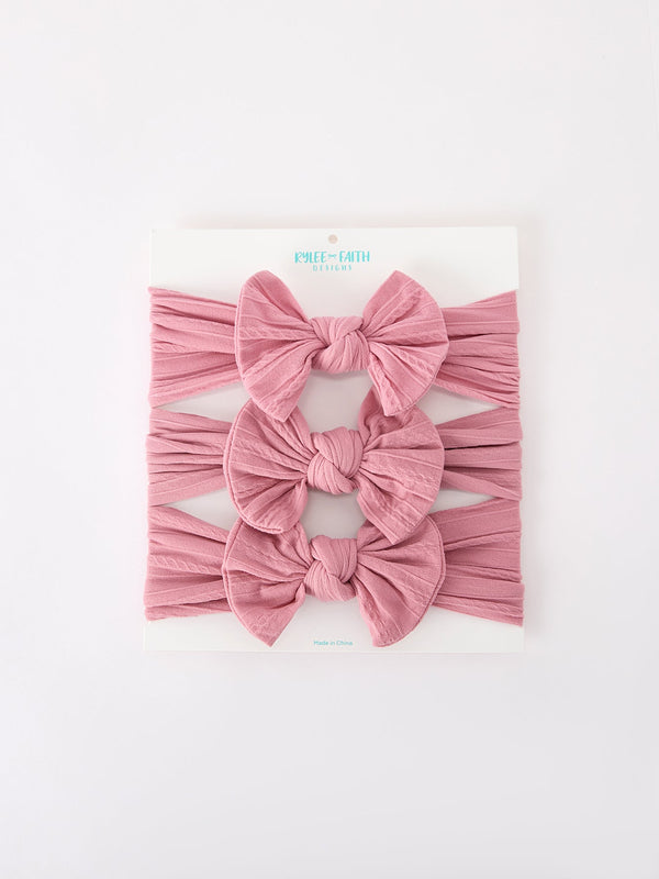 Baby Girl Bow Headband Same Color 3 Piece Set