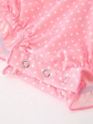 Fall Pink Ballet Embroidery Bow Bubble Romper
