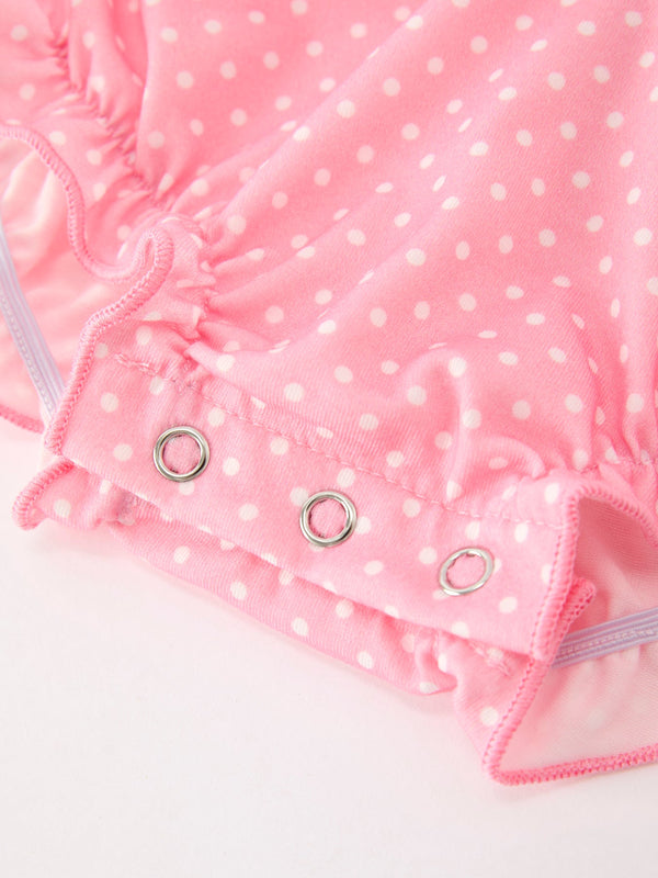 Fall Pink Ballet Embroidery Bow Bubble Romper