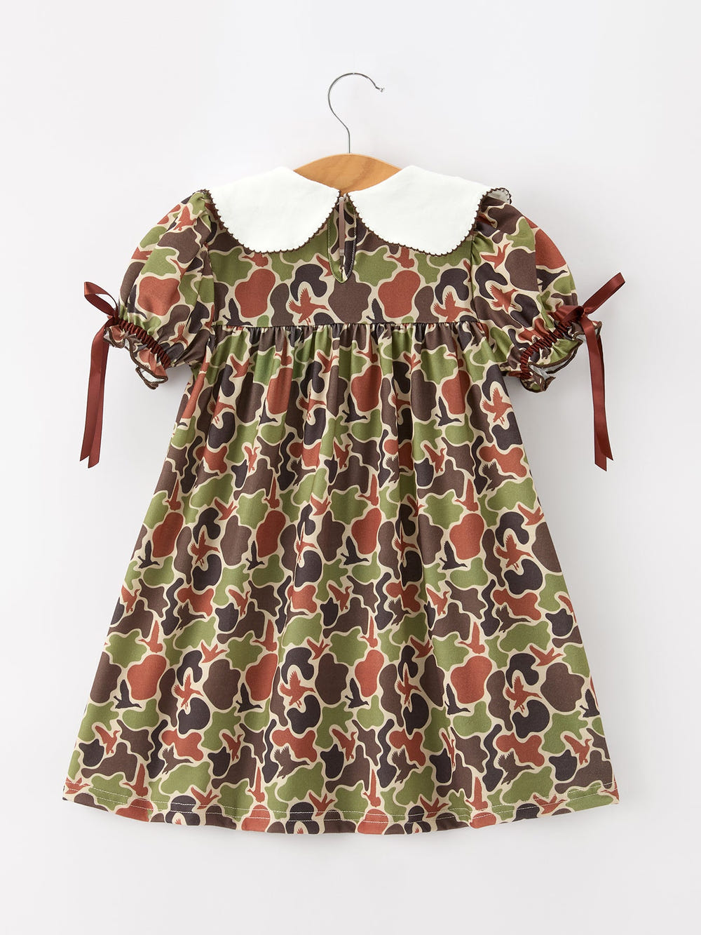 Duck Camo Embroidered Duck Girl Dress Short Sleeves