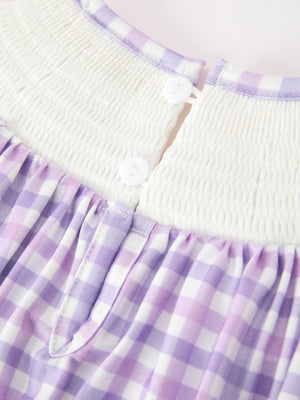 Halloween Ghost Plaid Bow Scallop Girls Dress