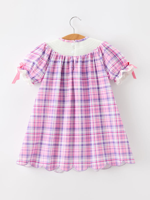 Halloween Plaid Bat Smocked Girls Dress