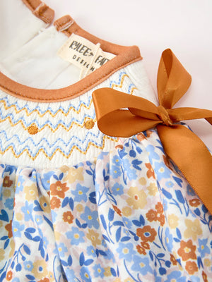 Fall Floral Smocked Girls Bloomer Set