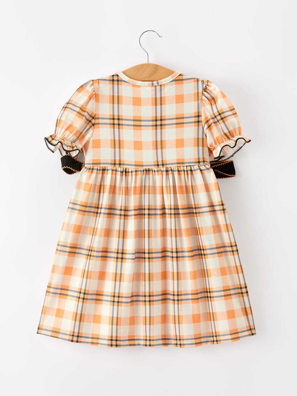 Halloween Plaid Smocked Girls Dress