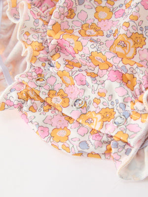 Halloween Pumpkin Floral Baby Bubble Romper
