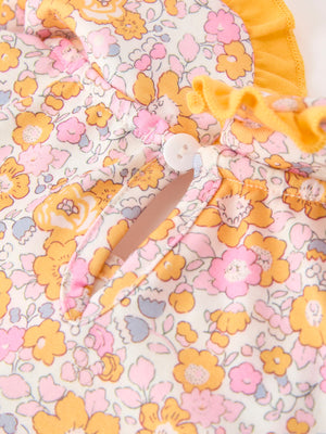 Halloween Pumpkin Floral Girls Dress