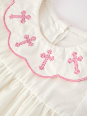Church Christ Pink Cross Bishop Christening Girls Bloomer Set