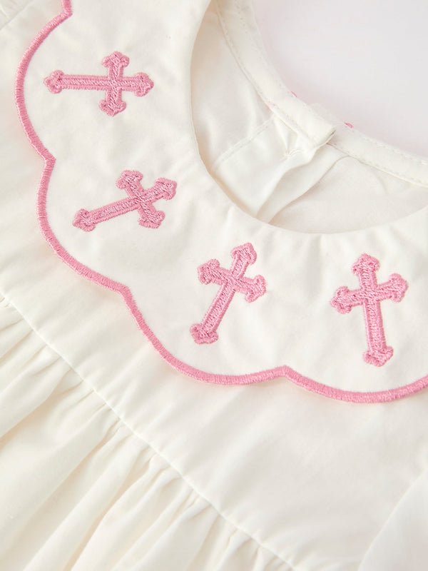 Church Christ Pink Cross Bishop Christening Girls Bloomer Set