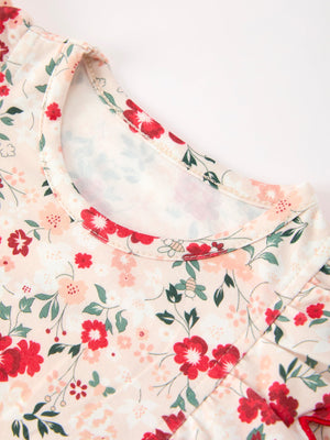 Fall Floral Bow Girls Twirl Dress