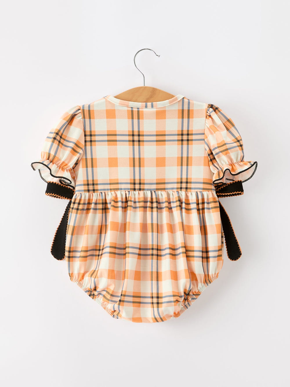 Halloween Plaid Smocked Baby Bubble Romper