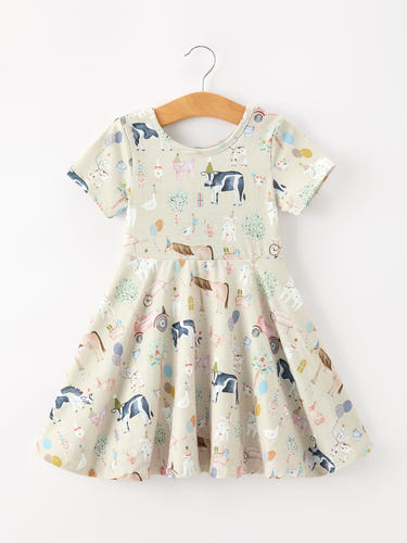 Farm Animal Birthday Twirl Girls Dress