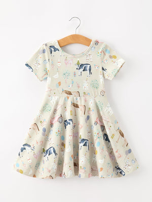 Farm Animal Birthday Twirl Girls Dress