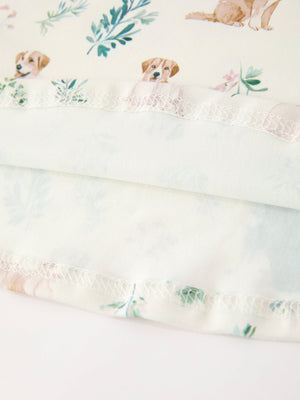 Puppy Floral Twirl Girls Dress