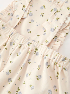 Girls Blue Floral Print Wide Leg Jumpsuit