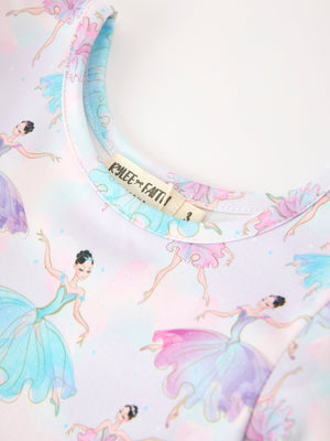 Fall Watercolor Ballet Girls Long Sleeve Twirl Dress