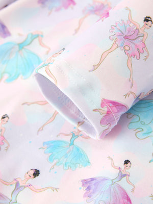 Fall Watercolor Ballet Girls Long Sleeve Twirl Dress