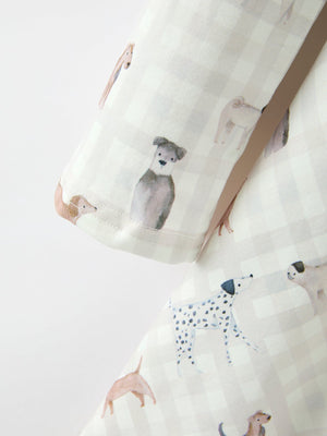 Fall Plaid Dog Print Girls Long Sleeve Twirl Dress