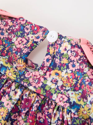 Pink Floral Petals Collar Girl Dress
