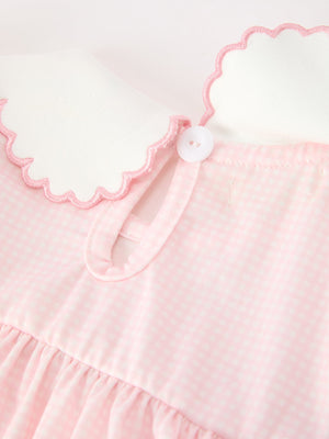 Pink Goose Embroidered Baby Girl Dress Peter Pan Collar Bow Dress