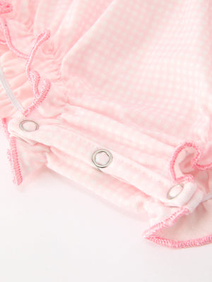 Pink Goose Embroidered Baby Girl Romper Ruffle Collar
