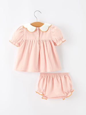 Halloween Pumpkin Embroidered Girls Bloomer Set