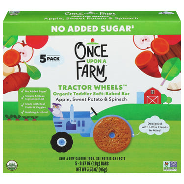 Once Upon A Farm Organic Apple Sweet Potato Spinach Baby Food, 8 pouches for healthy infant feeding.