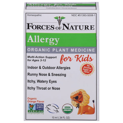 Forces of Nature Kids Allergy Relief 10 ml - Natural vitamins and supplements for children's allergy relief.