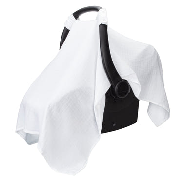 White baby car seat cover for added comfort and protection, perfect for stylish and safe travel.