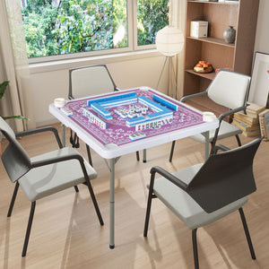 35 Inch 4 Player Game Card Folding Mahjong Table with Cup Holders