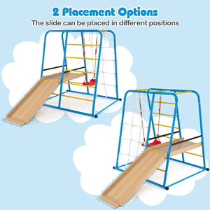 6-in-1 Indoor Jungle Gym with Slide for Boys and Girls 3+ Years Old