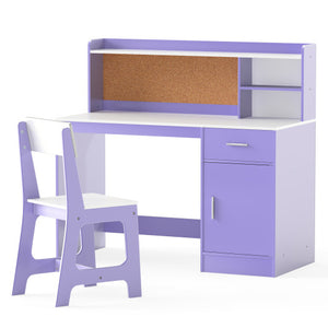 Kids Study Desk and Chair Set Student Table and Chair-Purple