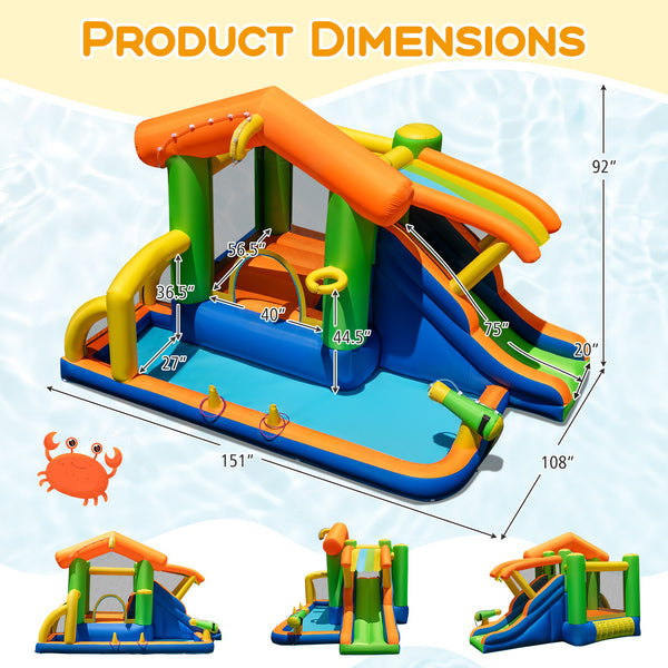 8-in-1 Jumping Castle with Slide and 520W Blower - Vibrating