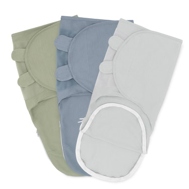 Easy Swaddle Blankets with Zipper in Stone, Pacific Blue, Sage