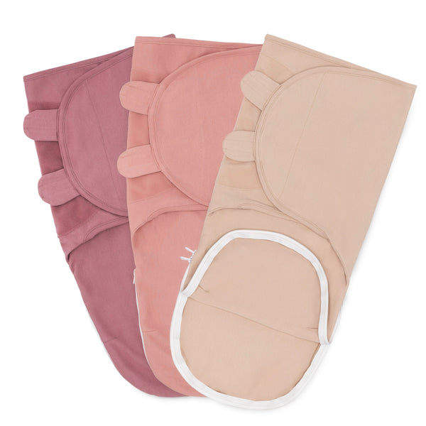 Easy Swaddle Blankets with Zipper in Light Blush, Blush, Mauve