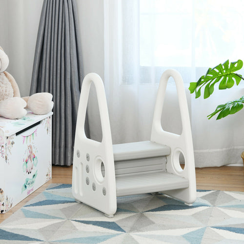 Kids step stool learning helper with armrest for kitchen and potty training, angle view 9.