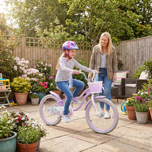 18-Inch Kids Bike Adjustable with Basket and Streamers Purple - Princess of the Sea Theme