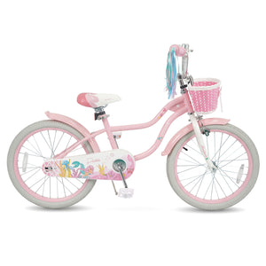 12-inch adjustable kids bike for girls, featuring a basket and streamers, perfect for ages 3 and up.