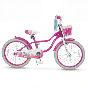 18-Inch Kids Bike Adjustable with Basket and Streamers Rose Red - Princess of the Sea Theme