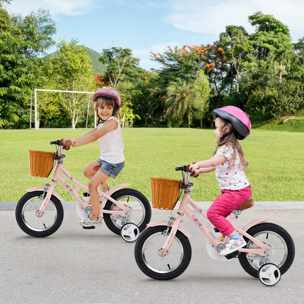 16-inch retro kids bike with adjustable height and basket for ages 4-7, shown at a stylish 18-degree angle.