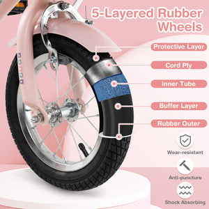 16-inch retro kids bike with adjustable height and basket for ages 4-7, viewed at angle 23.