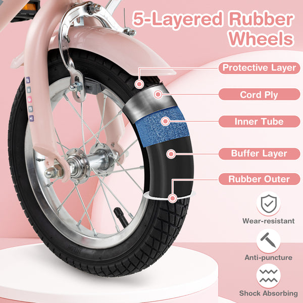 16-inch retro kids bike with adjustable height and basket for ages 4-7, viewed at angle 23.