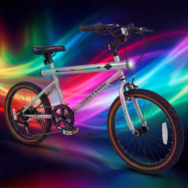 20 Inch LED-lit Cycling Bike with 2 Speakers and Ambient Lights for Men and Women